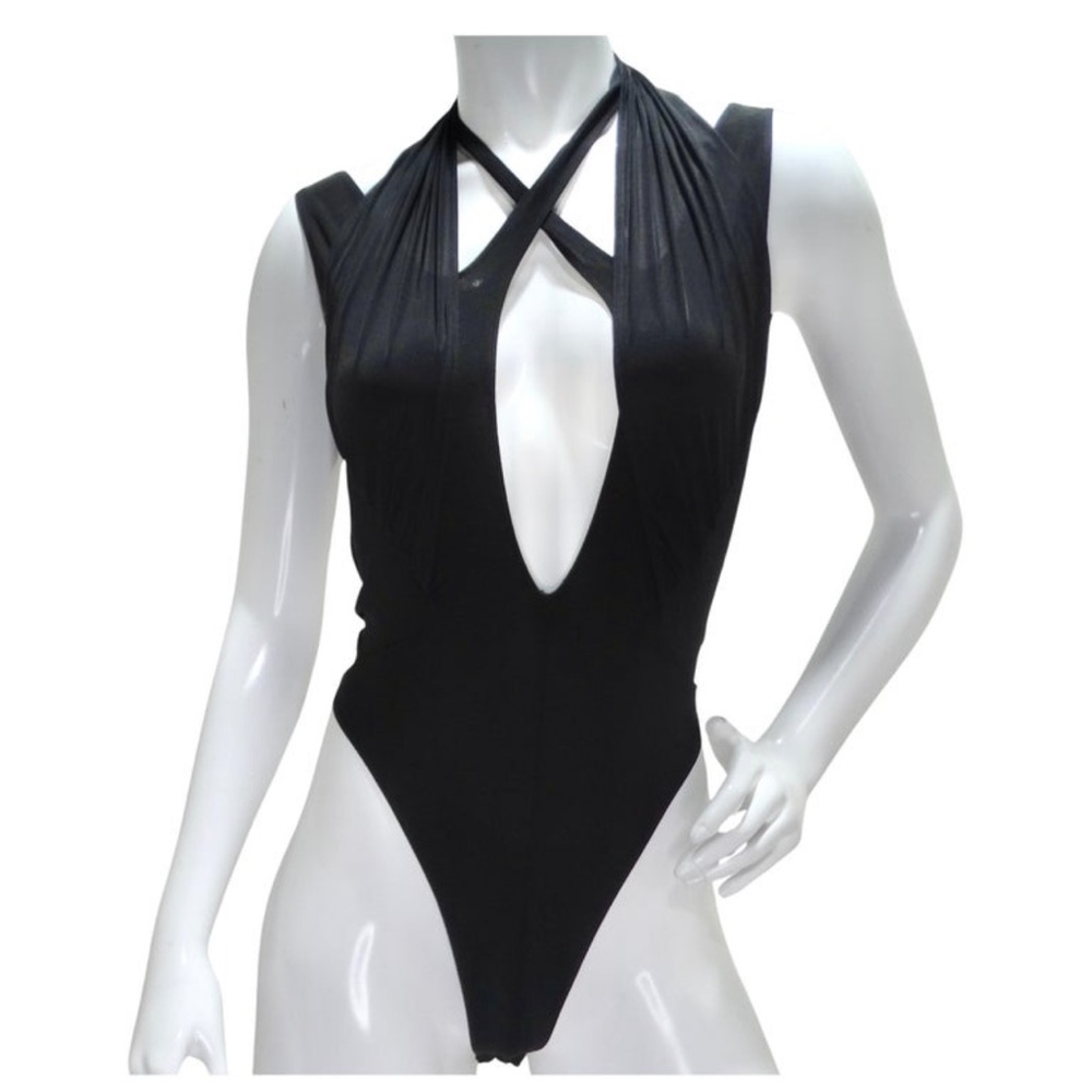 Mugler Elegant Black Bodysuit